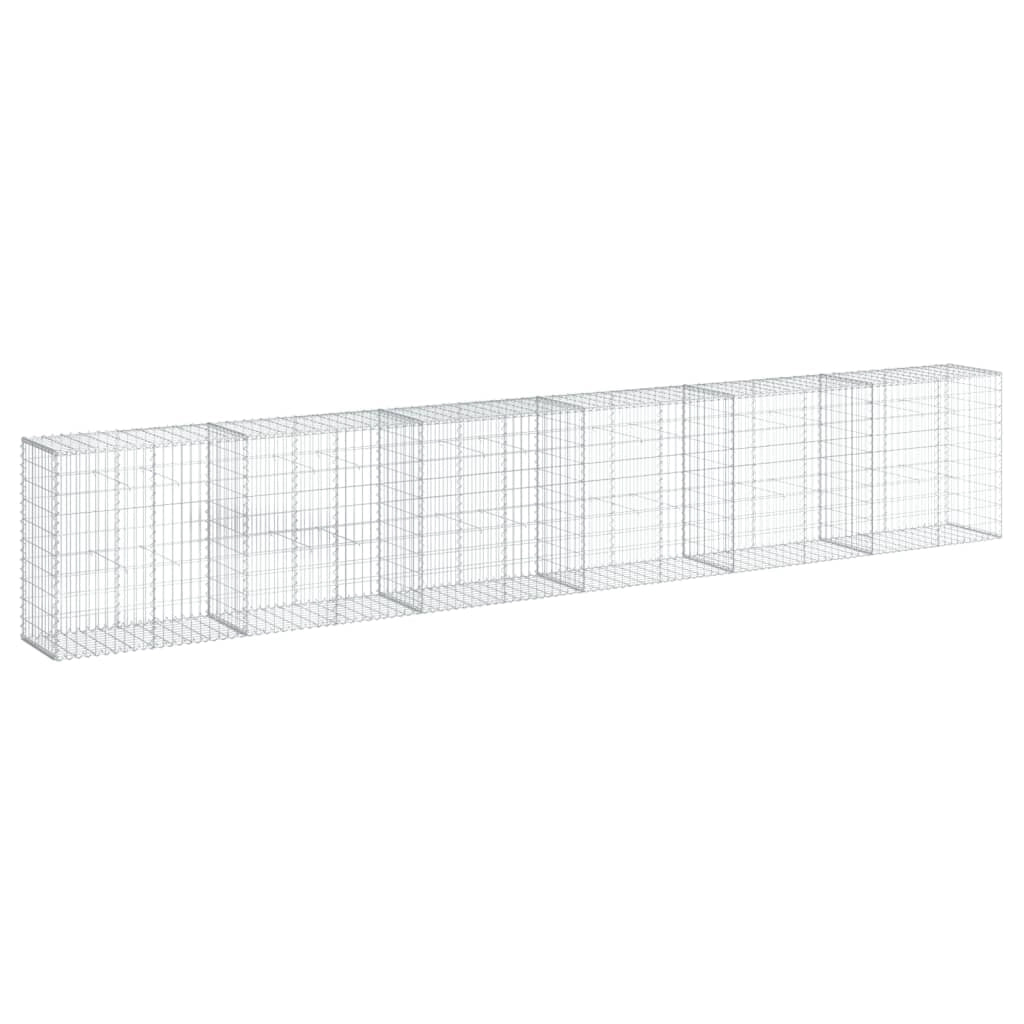 Gabbione recinto a gabbia muro di contenimento con coperchio 600 x 50 x 100 cm ferro zincato argento 02_0040183