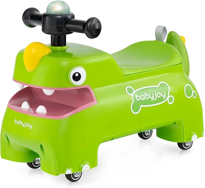 Macchina a Spinta per Bambini, Giocattolo Cavalcabile con Spazio Nascosto Luci Musica e Clacson, Macchina da Passeggio a Spinta con 4 Ruote, Regalo per Bambini 18+ Mesi (Verde)