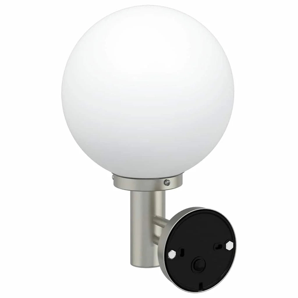 Set di 2 moderne lampade da parete rotonde per esterni 28 x 25 x 38 cm resistenti alle intemperie acciaio inox argento 02_0056492