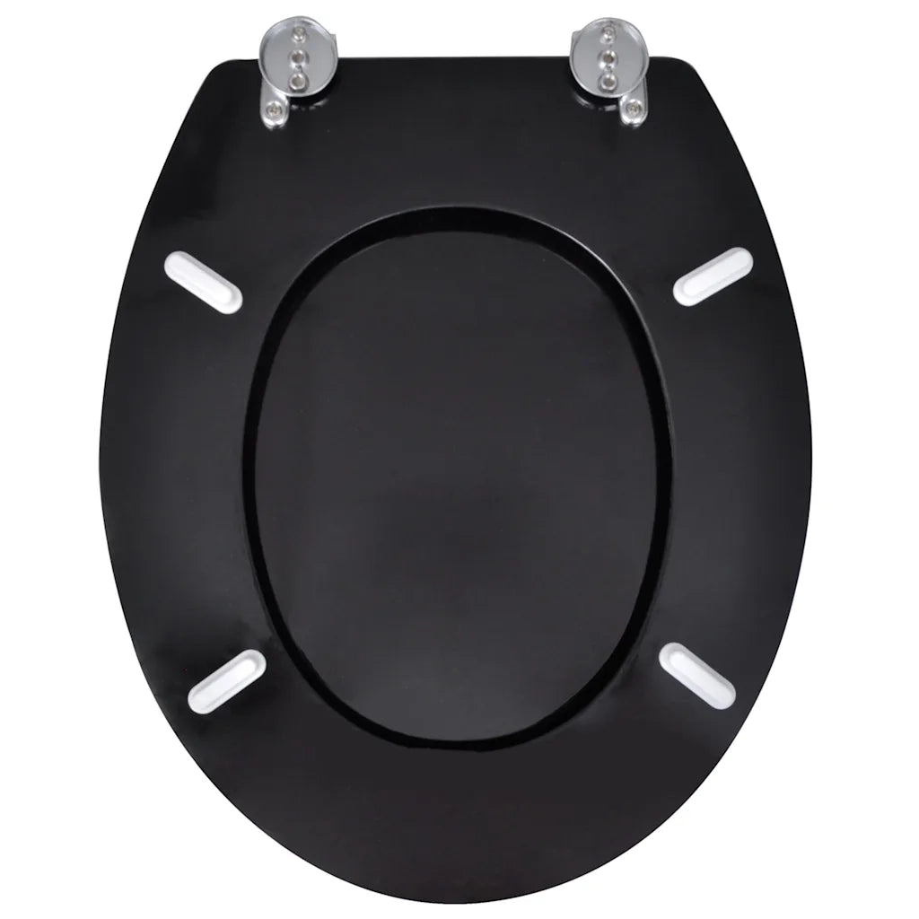 Sedile WC in MDF con Coperchio Design Semplice Nero 140802
