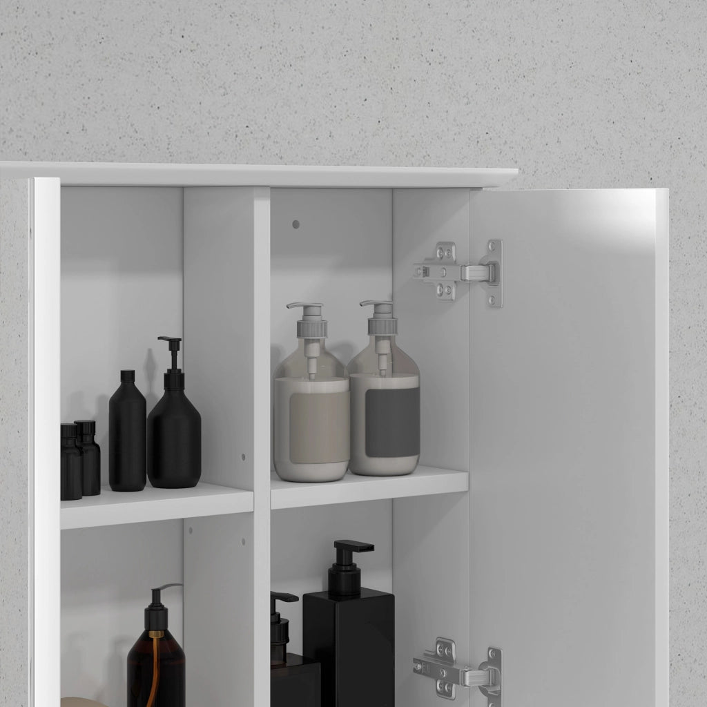 Armadio bagno con specchio e ripiano regolabile ¨C zephmum ¨C bianco 65x15x49 cm