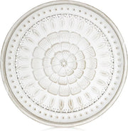 Dishboard in legno rotondo - Tavolo da lavoro decorativo Boho - Bianco lavato - Piccolo