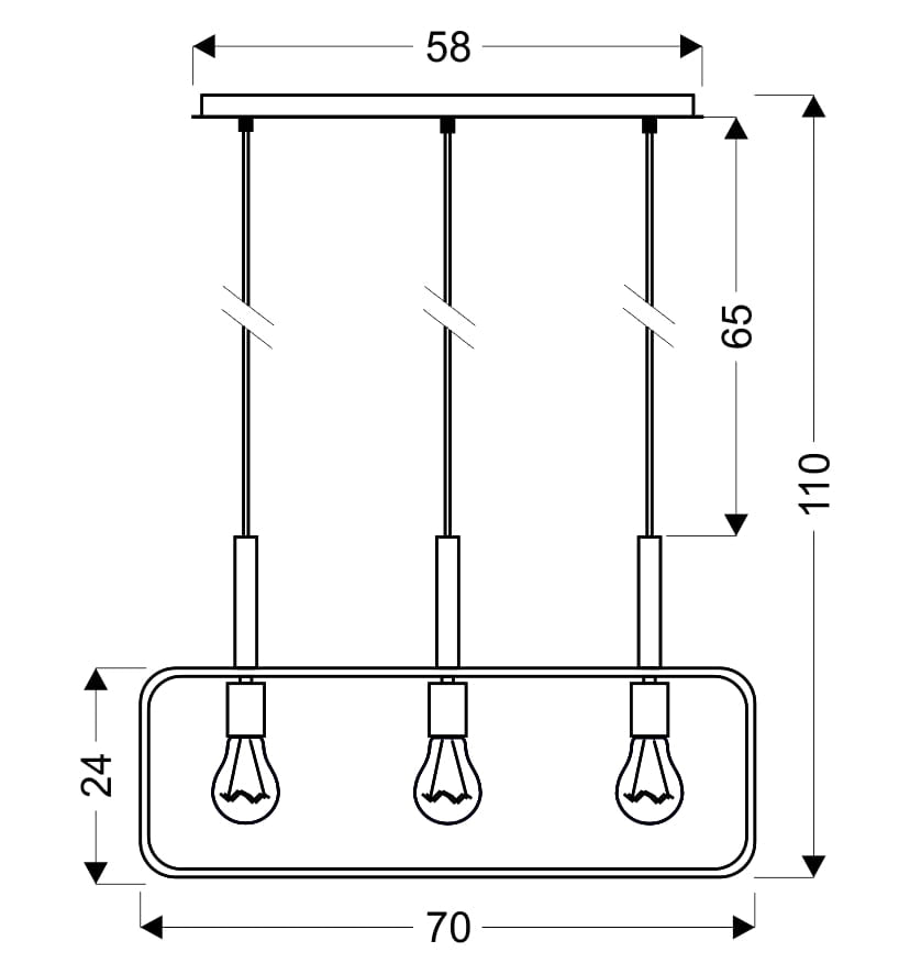 Lampada sospesa Frame 3 luci E27 bianca 110cm Candellux
