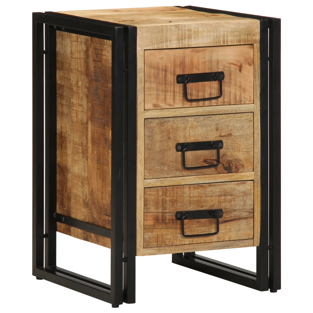Comodino  40x35x50 cm in legno massello grezzo di mango