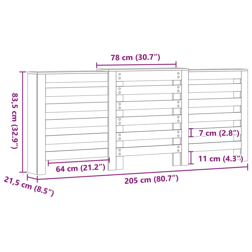 Copertura Termosifone Rovere Fumo 205x21,5x83,5cm Multistrato CFW1670508