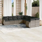 Set Divani da Giardino 11 pz con Cuscini in Polyrattan Grigiocod mxl 91592