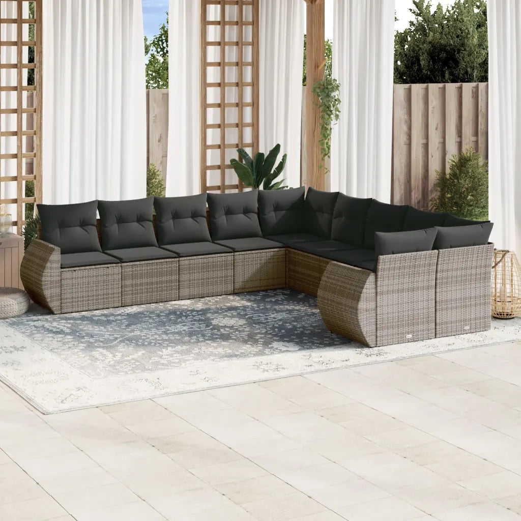 Set Divani da Giardino 11 pz con Cuscini in Polyrattan Grigiocod mxl 91592