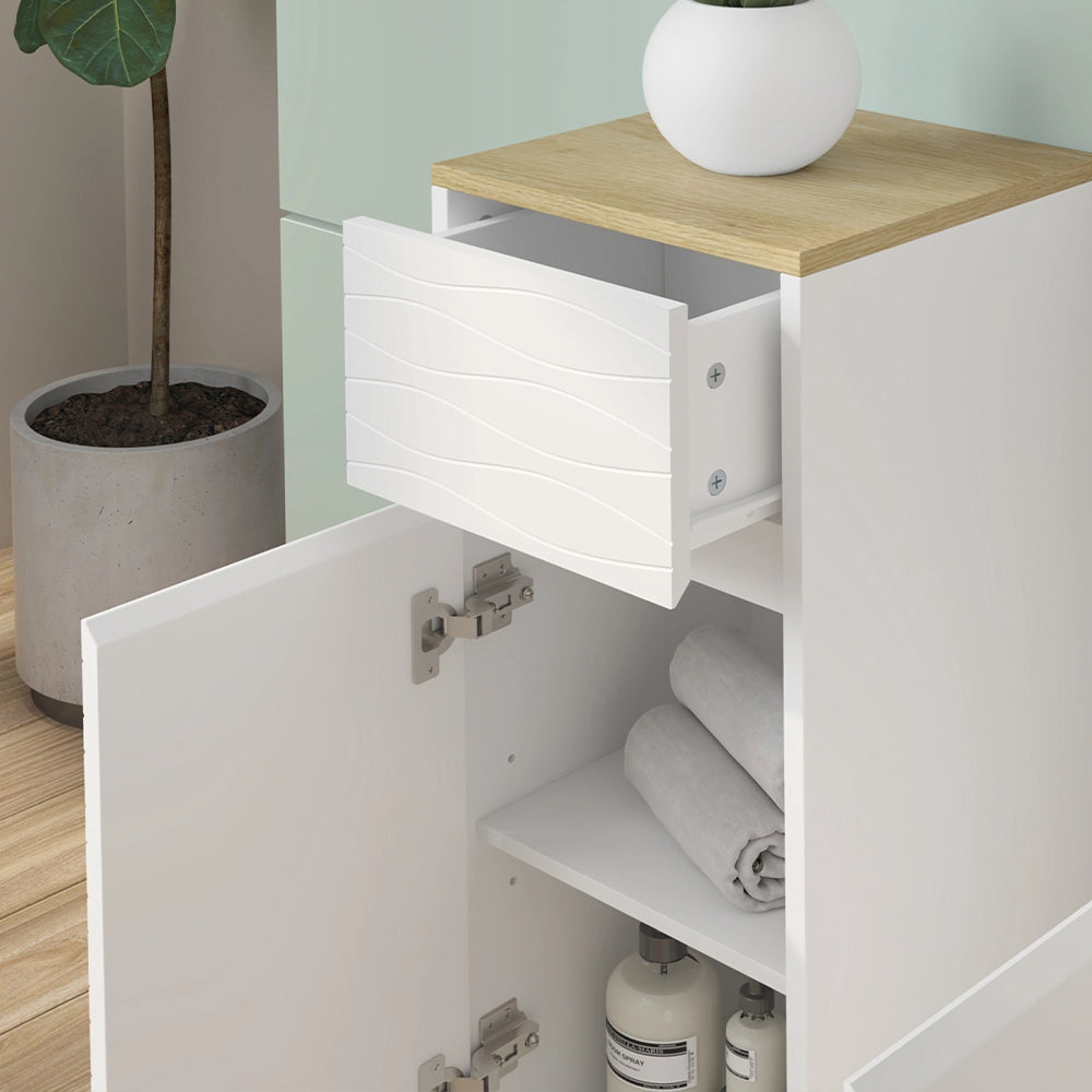 Vicco Set di mobili da bagno Bianco/quercia 3 pezzi, con cabinet midi