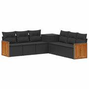 Set di divani 7 pcs Nero Rattan sintetico e Acciaio 3448882