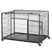 Gabbia per Cani Pieghevole a Doppia Porta ¨C zephmum ¨C Grigio Scuro 125x76x81cm