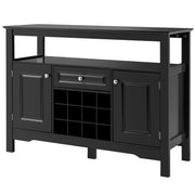 Credenza per cucina con porta bottiglie di vino a forma incrociata-Mobile da cucina con mensola aperta Nero