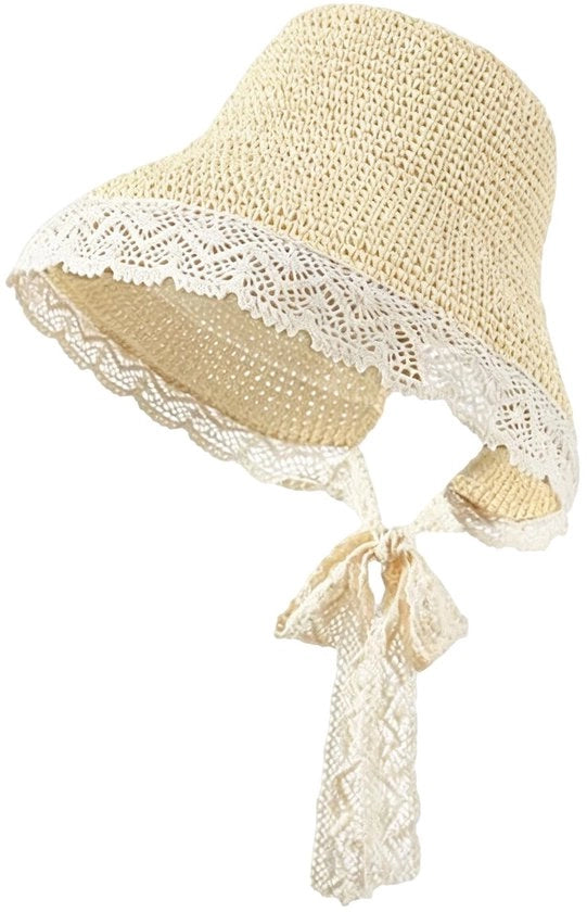 Cappello da sole per donne, pieghevole con bordo largo e cintura elastica, impermeabile al vento, cappello da sole estivo per il mare