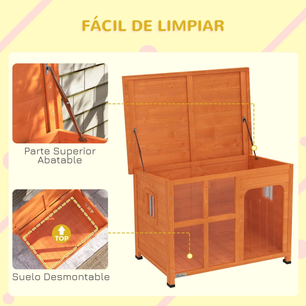 Casetta per Cani Esterno con Tetto in Tegole ¨C zephmum ¨C 90x62x71 cm Legno Naturale