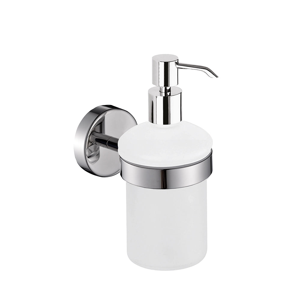 Dispenser dosasapone a muro Gedy in vetro satinato e acciaio inox cromato | Project