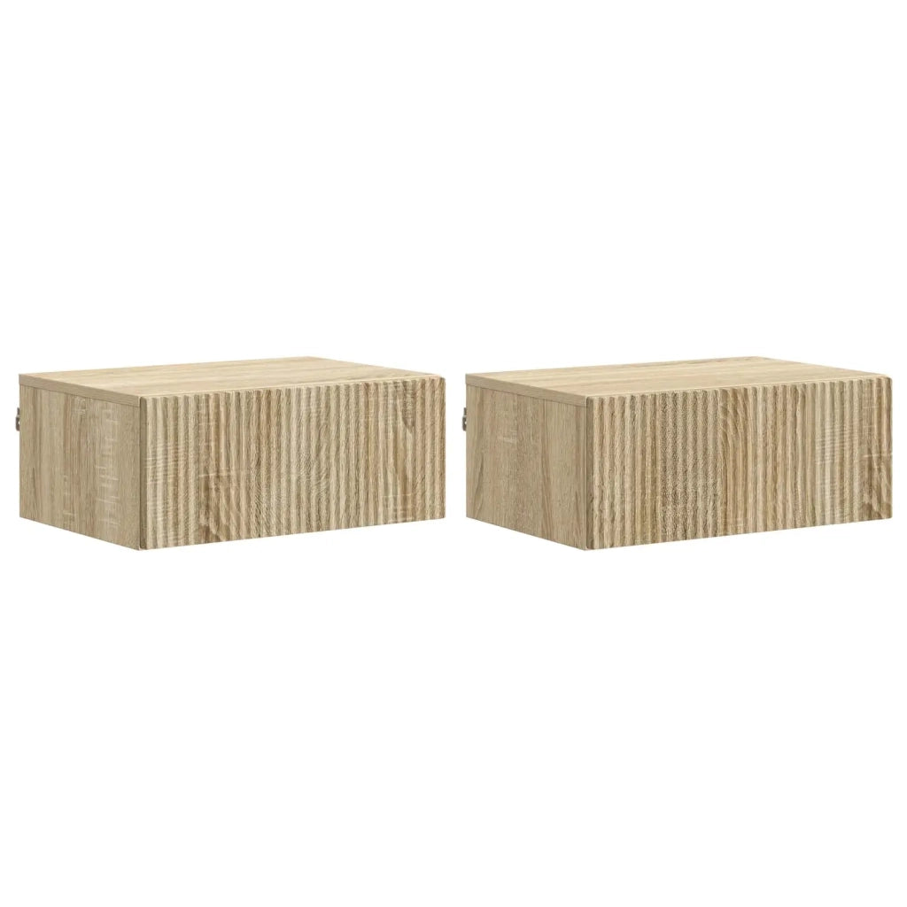 Mobiletto da notte a muro 2 pcs Rovere Sonoma 49 x 34,5 x 20 cm 898450