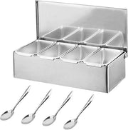 Contenitore per ingredienti per pizza in acciaio inossidabile, contenitore per contorni con coperchio, contenitore per ingredienti per cocktail bar per gastronomia, contenitore per accessori per pizza, stazione per toppe per pizza (4)