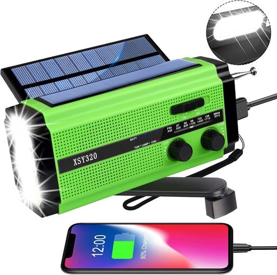 Radio portatile a energia solare - AM/FM radio da esterno - 1 pezzo - verde - 5000 mAh