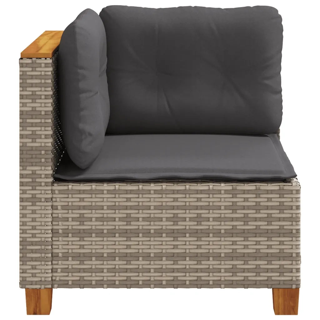 Divano Angolare da Giardino-Sofa da giardino-Divano da esterno con Cuscini Grigio in Polyrattan