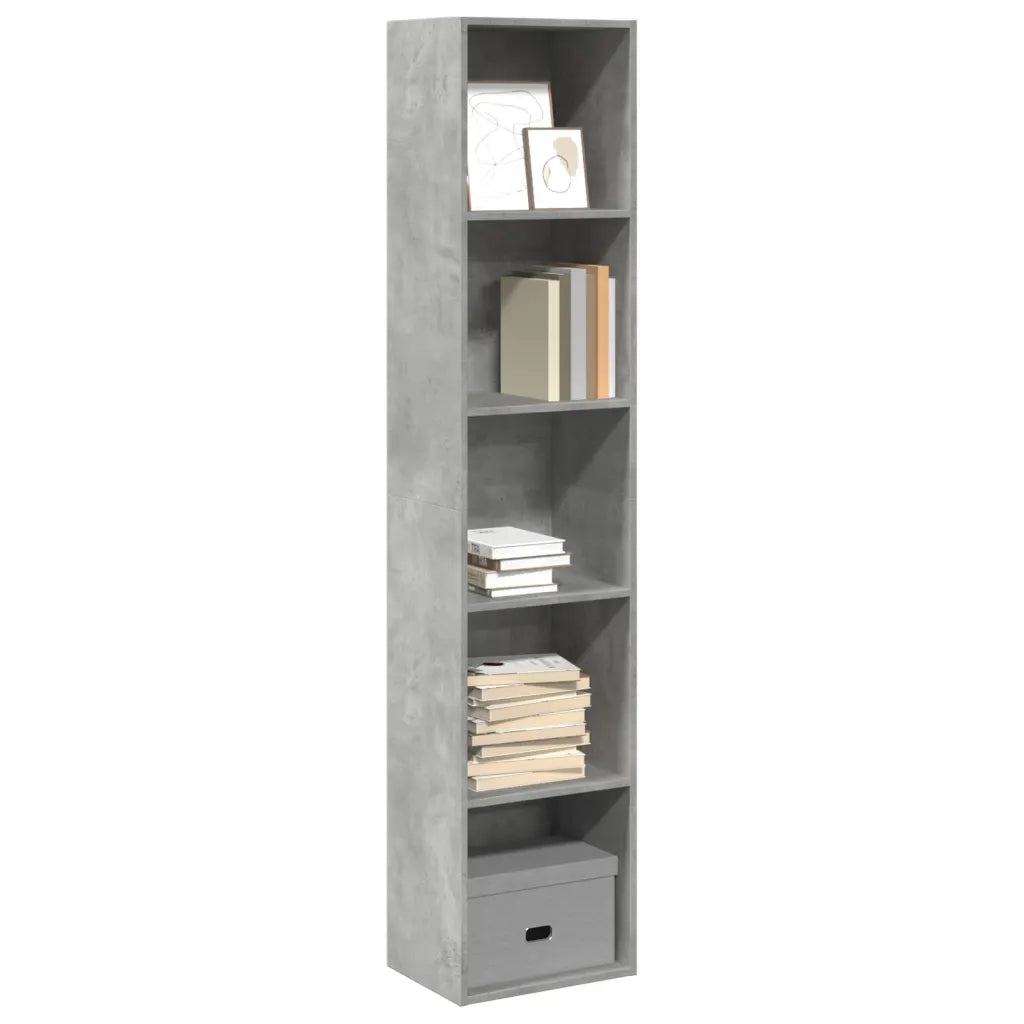 Libreria-Scaffale per Libri-Mobile di Stoccaggio Grigio Cemento 40x30x189 cm in Legno Multistrato