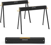 Set di 2 Cavalletti da Lavoro, Cavalletti Pieghevoli e Portatili in Metallo Resistente con Bracci di Supporto Rimovibili 2 x 4, Portata 1000 kg, Supporto per Sega per Officina