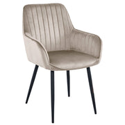 Sedia di design Solden in velluto beige scuro con gambe nere