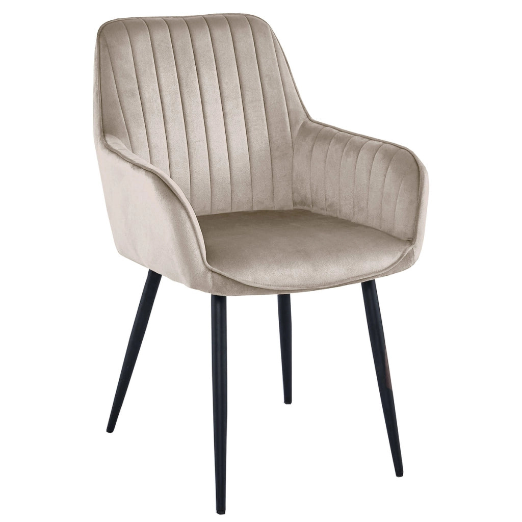 Sedia di design Solden in velluto beige scuro con gambe nere