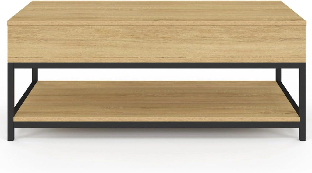 IDMarket - Tavolino DETROIT con piano a sollevamento totale e ripiano inferiore dal design industriale