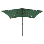 Ombrellone con LED e palo in acciaio verde 2 x 3 m 02_0008073