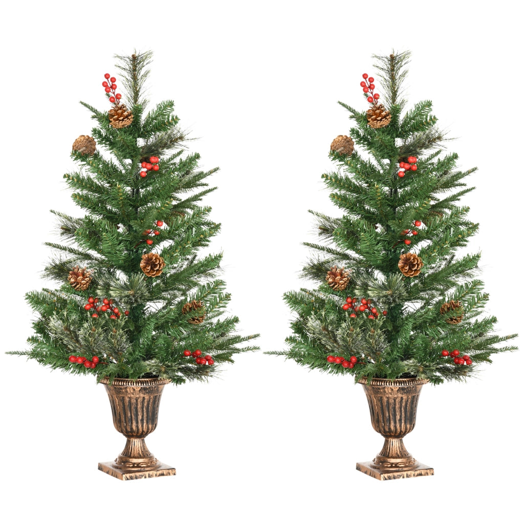 Albero di Natale Artificiale 90cm con Bacche e Pigne Verde Interni ¨C zephmum ¨C Set 2 Pezzi
