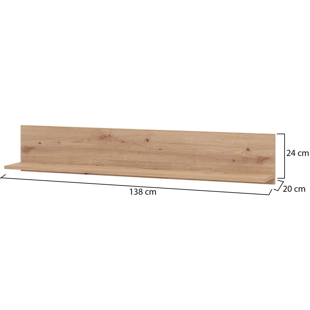 Renatico, Mensola un Ripiano, 137.5x19.5x24h cm Marrone Rovere Nodi