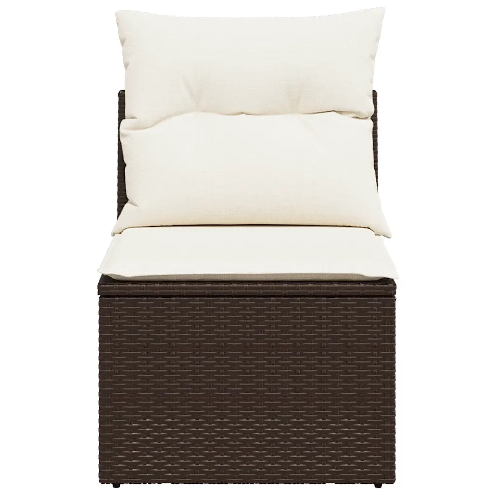 Sedia Giardino Senza Braccioli con Cuscini Polyrattan Marrone 366215
