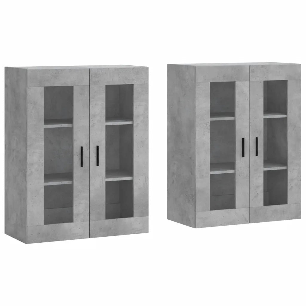 Armadietti a Parete 2 pz Grigio Cemento in Legno Multistratocod mxl 70131