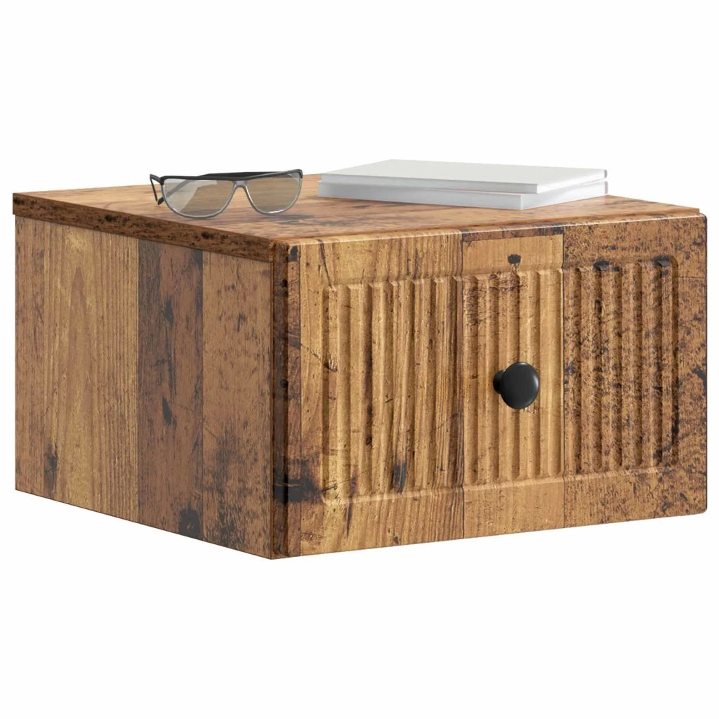 Mobiletto da notte a muro 2 pcs Legno antico 33 x 34,5 x 20 cm 897932