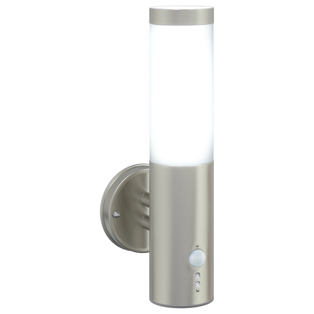 Lampada da Parete da Esterno con Sensore 2 pezzi Argento Acciaio Inossidabile IP44