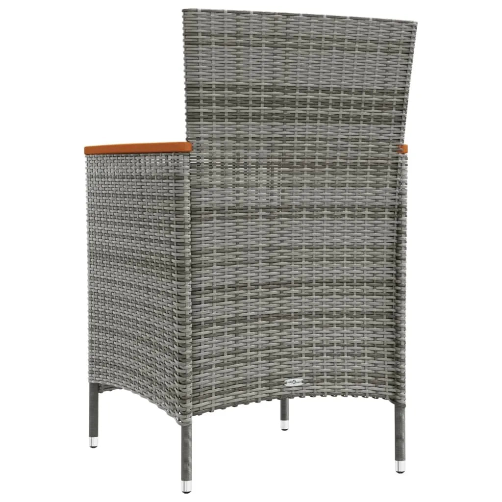 Set da Pranzo Esterni 11pz con Cuscini Polyrattan Nero e Grigio 3094940