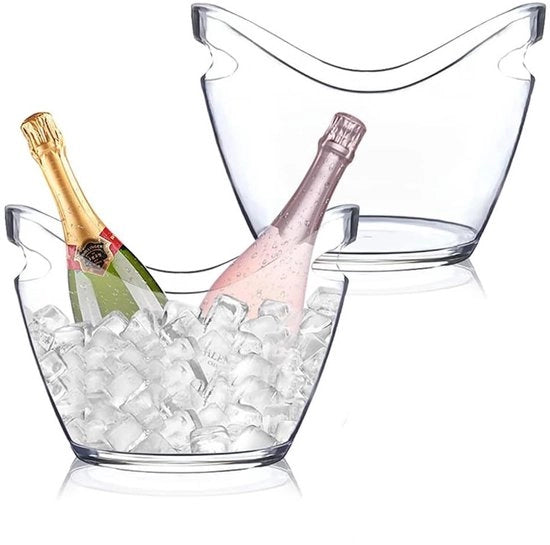 Set di due emmer per bevande 4 litri - Transparente plastica - Drappello per champagne - Emmer per bevande - Adatto per feste - 2 pezzi