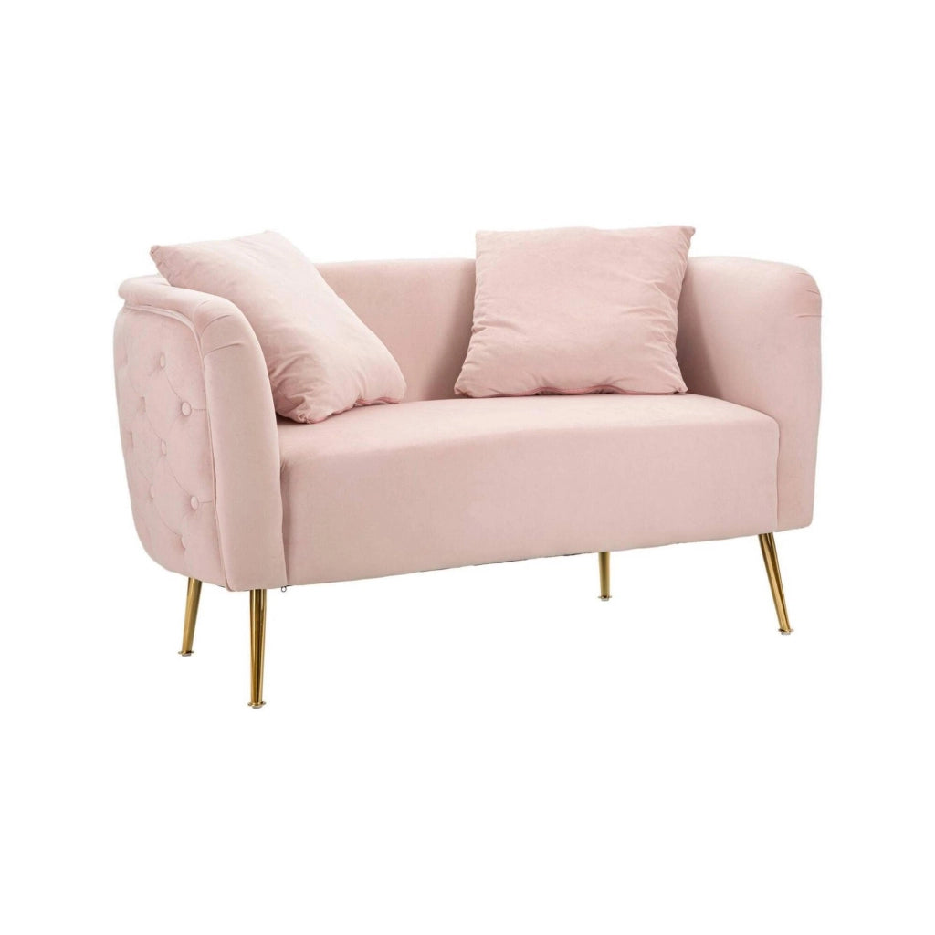 Divano fisso 2 posti Cappa, Sofà dritto, Divanetto per salotto, Poltrona matrimoniale con contenitore, 127x74 h71 cm, Rosa