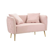 Divano fisso 2 posti Cappa, Sofà dritto, Divanetto per salotto, Poltrona matrimoniale con contenitore, 127x74 h71 cm, Rosa