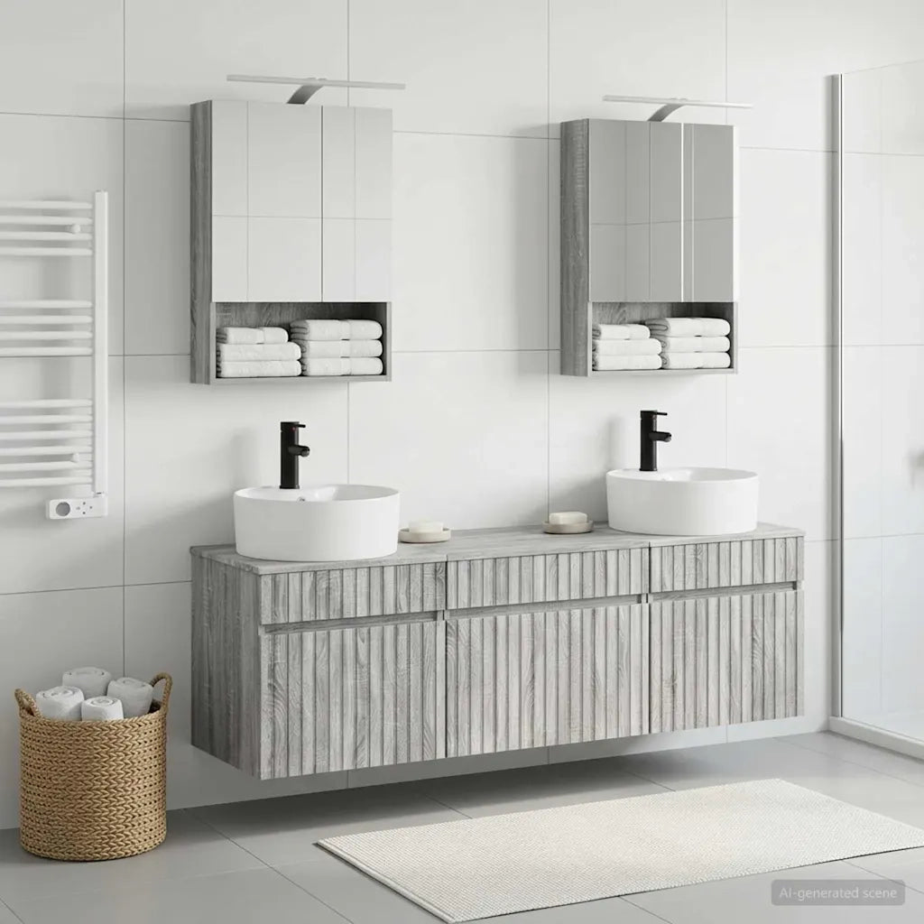 Set di Armadi da Bagno 5 pcs Sonoma grigio 50 x 14,5 x 70 cm 3406604