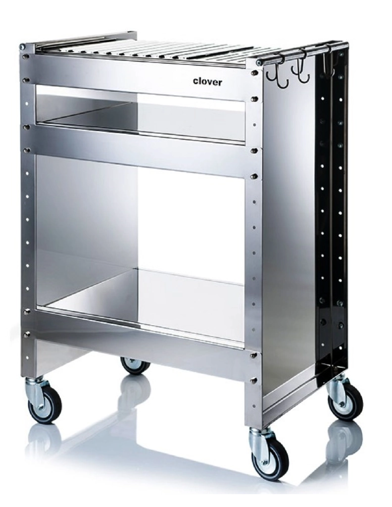 Barbecue a carbone con ruote, Struttura e Griglia in Acciaio Inox, 59 x 40,50 x 82 cm. CLOVER