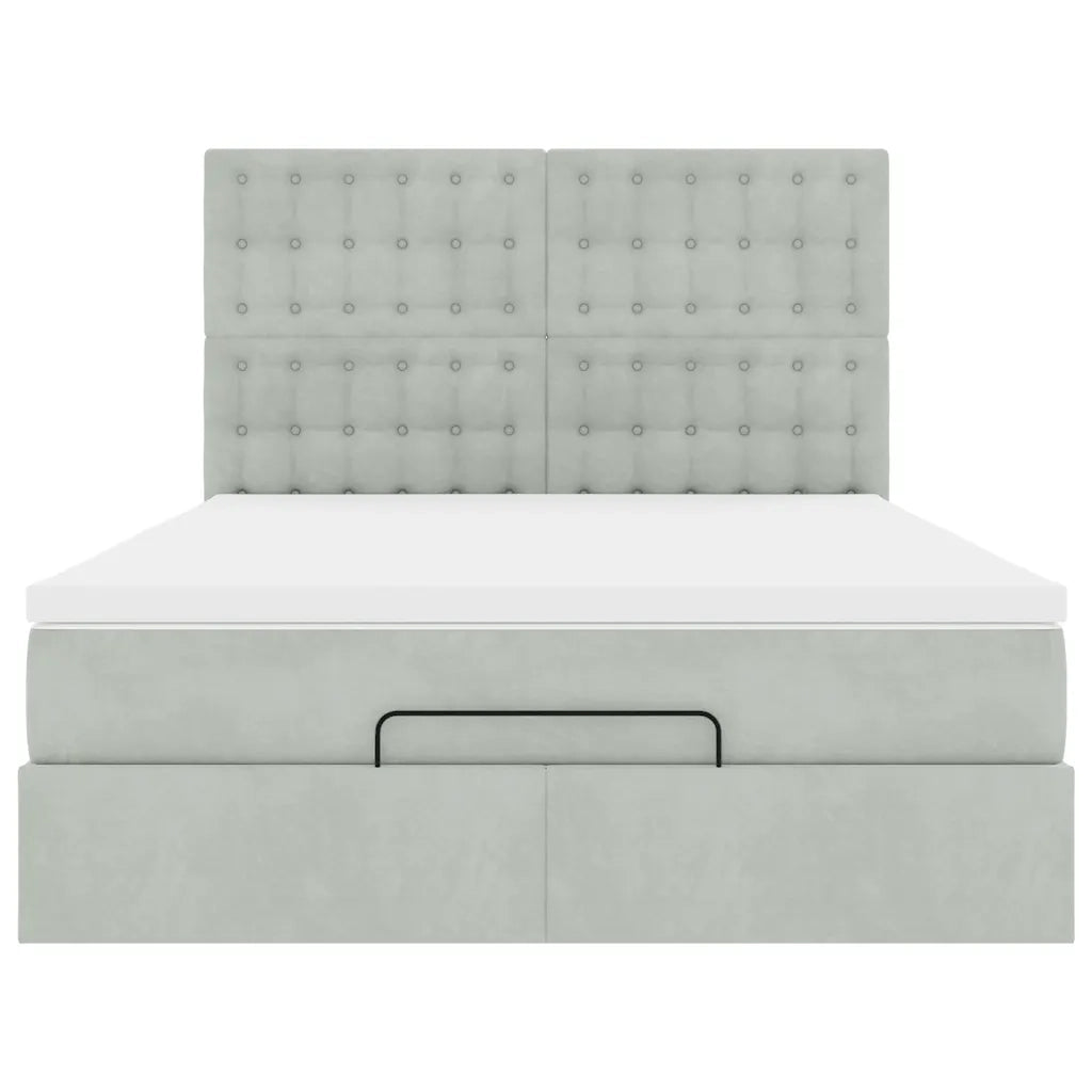 Struttura Letto Pouf con Materassi 140x190 cm Velluto