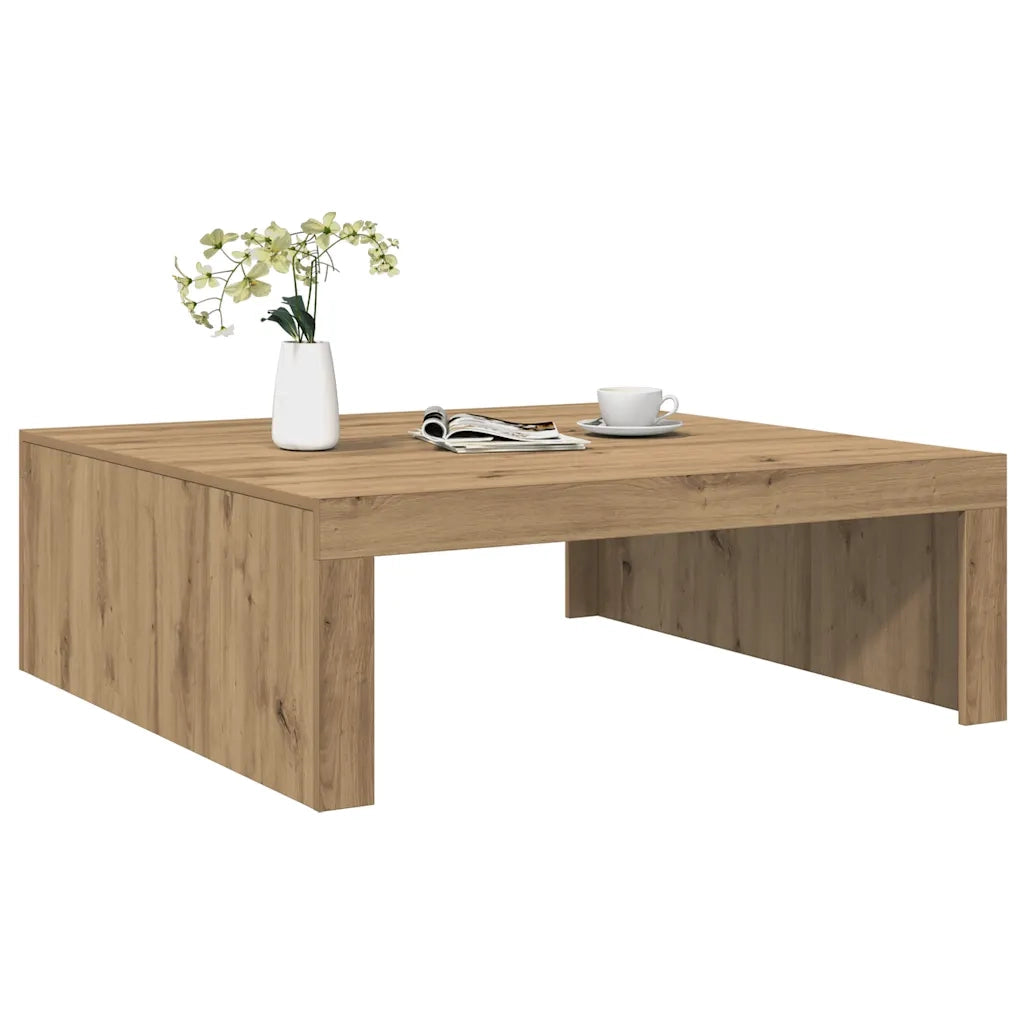 Tavolino salotto | Tavolino da caff¨¨ | Tavolino da Soggiorno Rovere Artigianale 100x100x35 cm in Truciolato