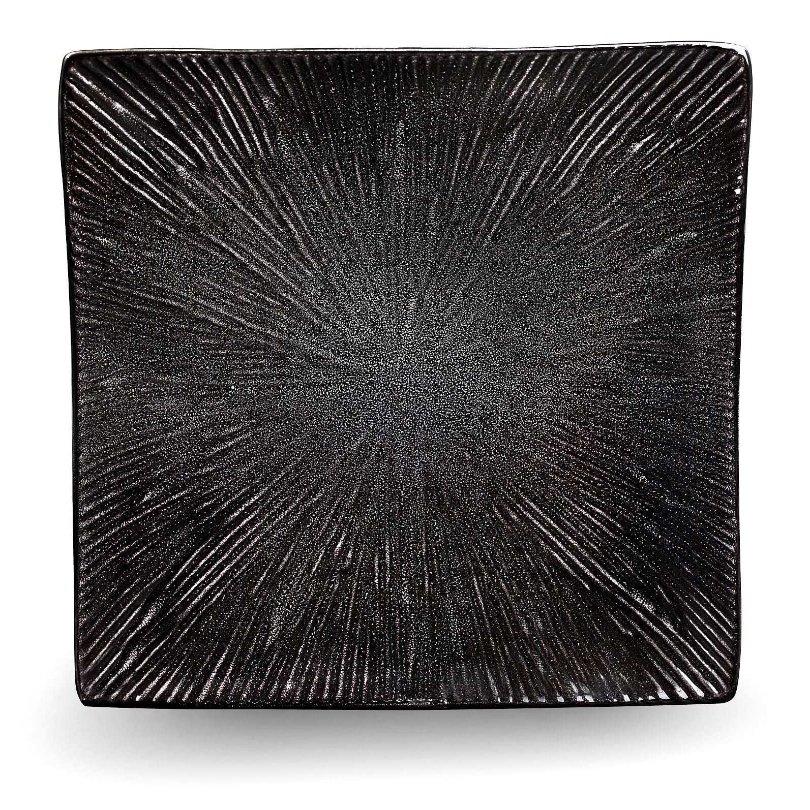 Set 4 Piatti Piani Quadrati 27x27x4 cm in Gres Kaleidos Sirius Neri