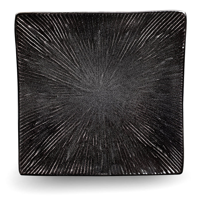 Set 4 Piatti Piani Quadrati 27x27x4 cm in Gres Kaleidos Sirius Neri