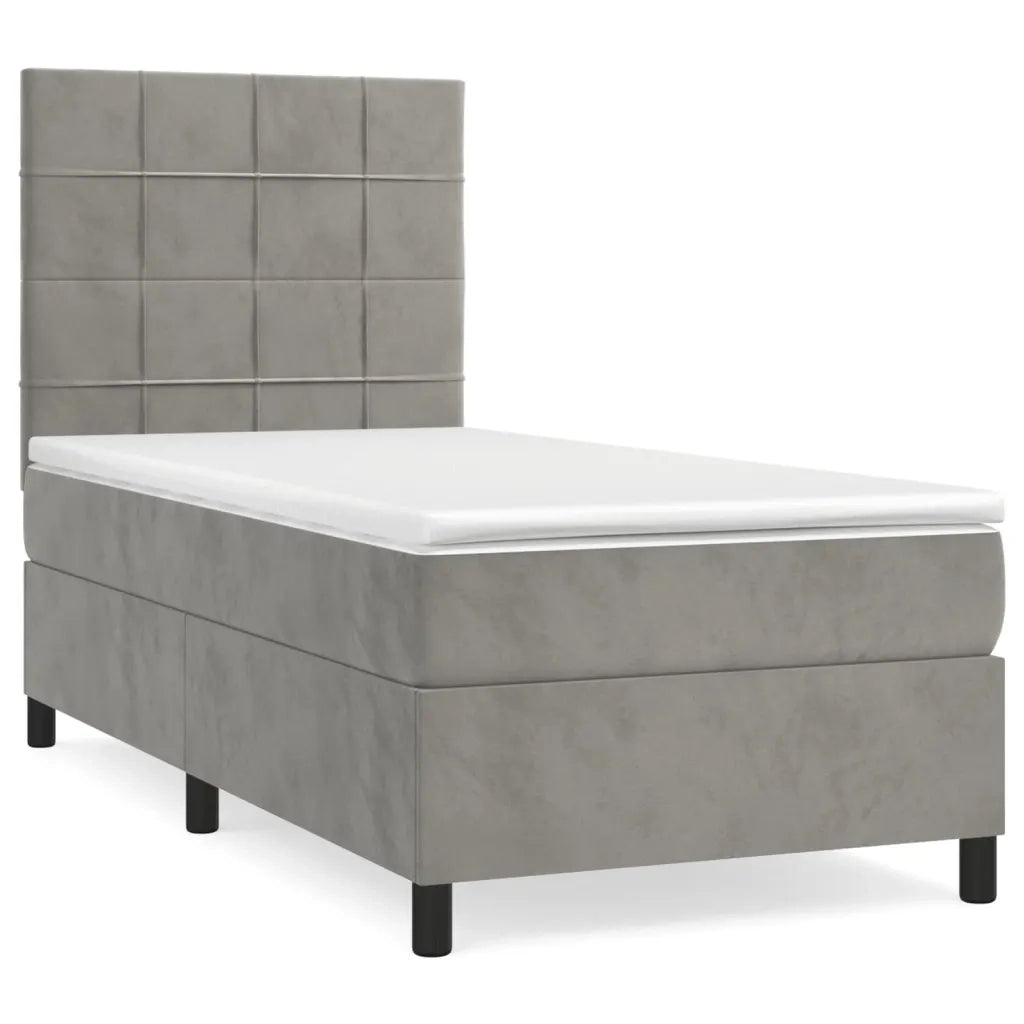 Giroletto a Molle con Materasso Grigio Chiaro 80x200 cm Velluto cod mxl 62794