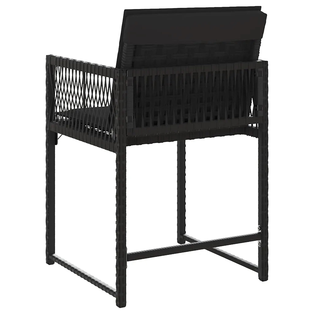 Sedie da Giardino con Cuscini 4 pz | Sedie da Esterno Nere in Polyrattan