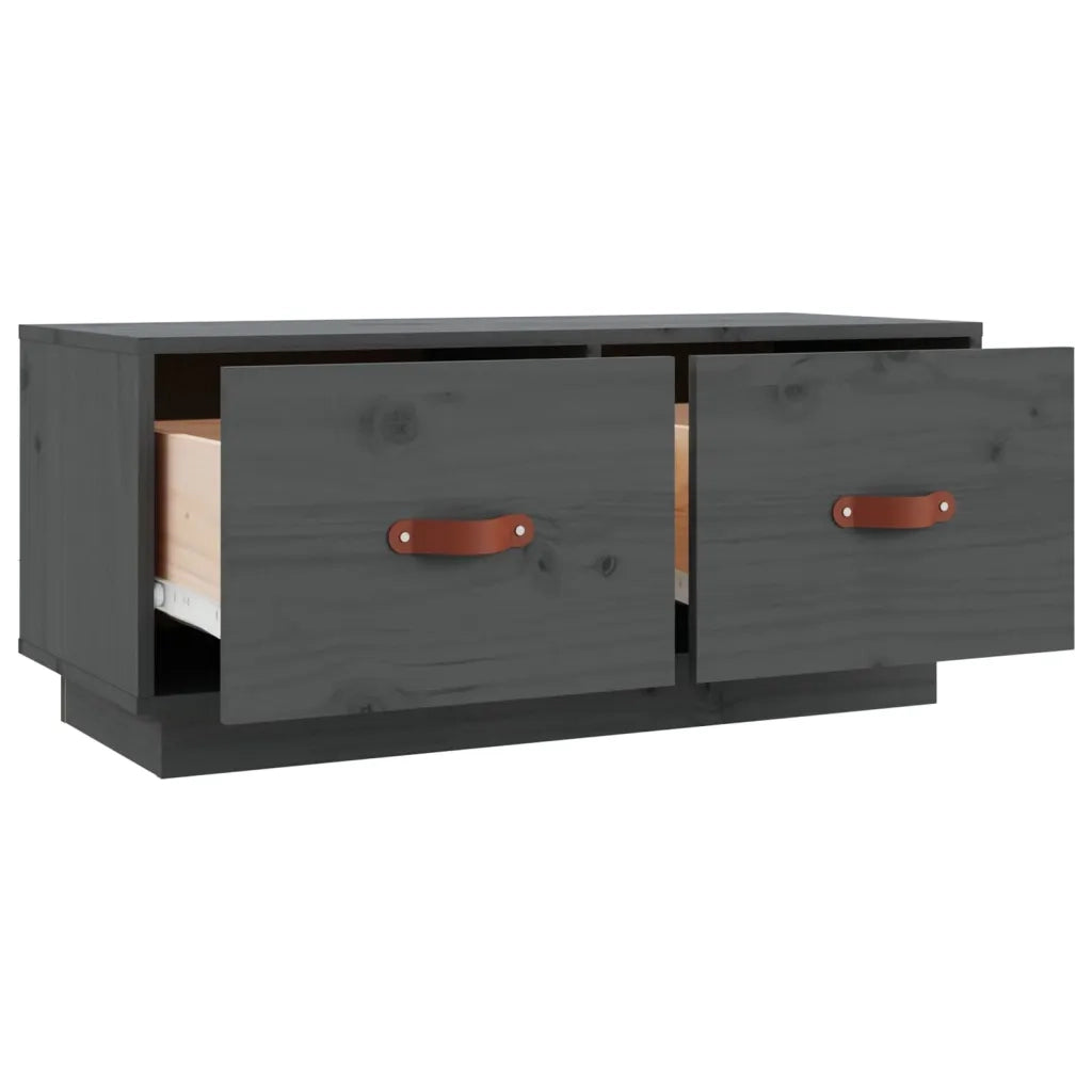 Mobile Porta TV Grigio 80x34x35 cm in Legno Massello di Pino 818242