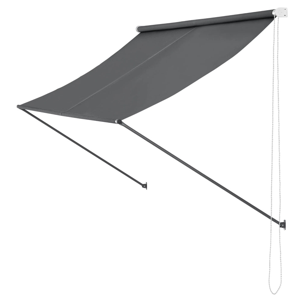 Tenda da sole/ombrellone retrattile da parete con struttura in acciaio 250 x 120 cm grigio 03_0001106