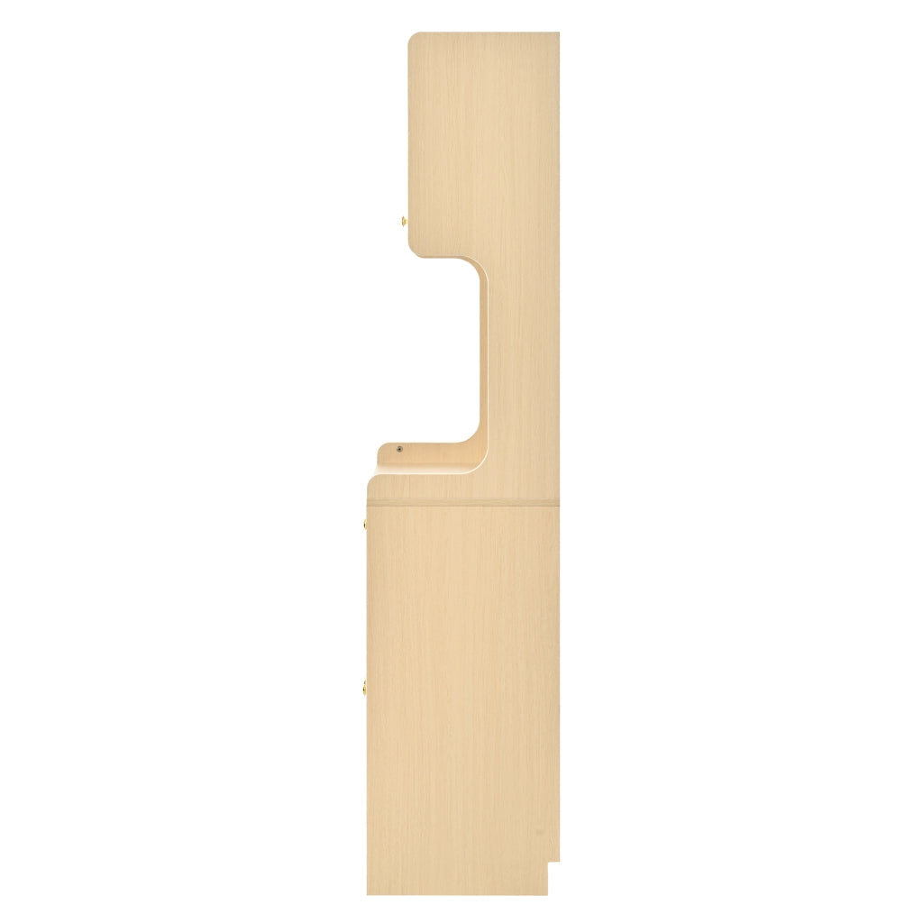 Credenza Alta con Cassetti, LED e Vetro Rigato ¨C MINIMAL ¨C Legno Naturale