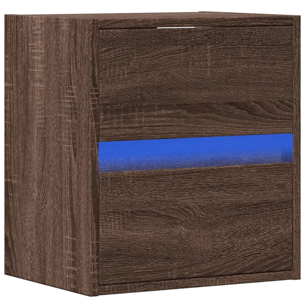 Mobile TV a Parete con Luci LED Rovere Marrone 41x31x45 cm 852283